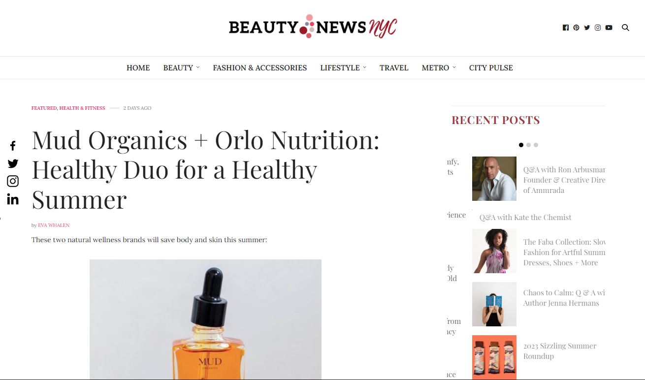Mud Organics + Orlo Nutrition: Healthy Duo for a Healthy Summer