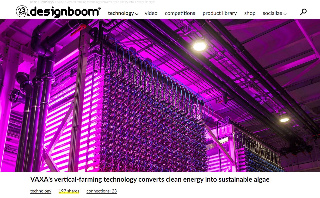 VAXA's [Orlo's parent company] vertical-farming technology converts clean energy into sustainable algae