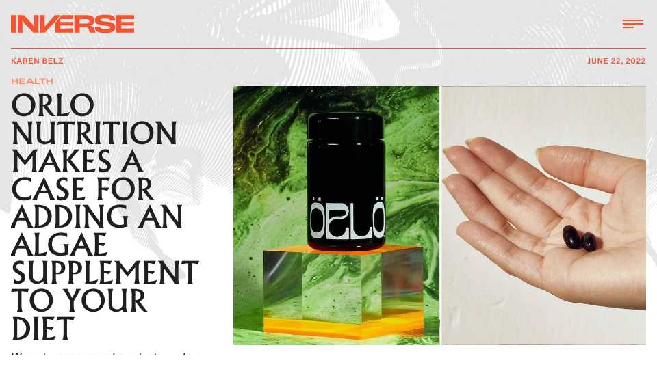 ÖRLÖ NUTRITION MAKES A CASE FOR ADDING AN ALGAE SUPPLEMENT TO YOUR DIET"