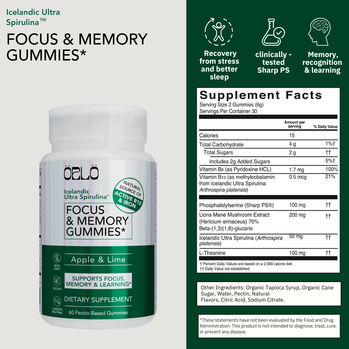 Icelandic Ultra Spirulina™ Focus & Memory Gummies