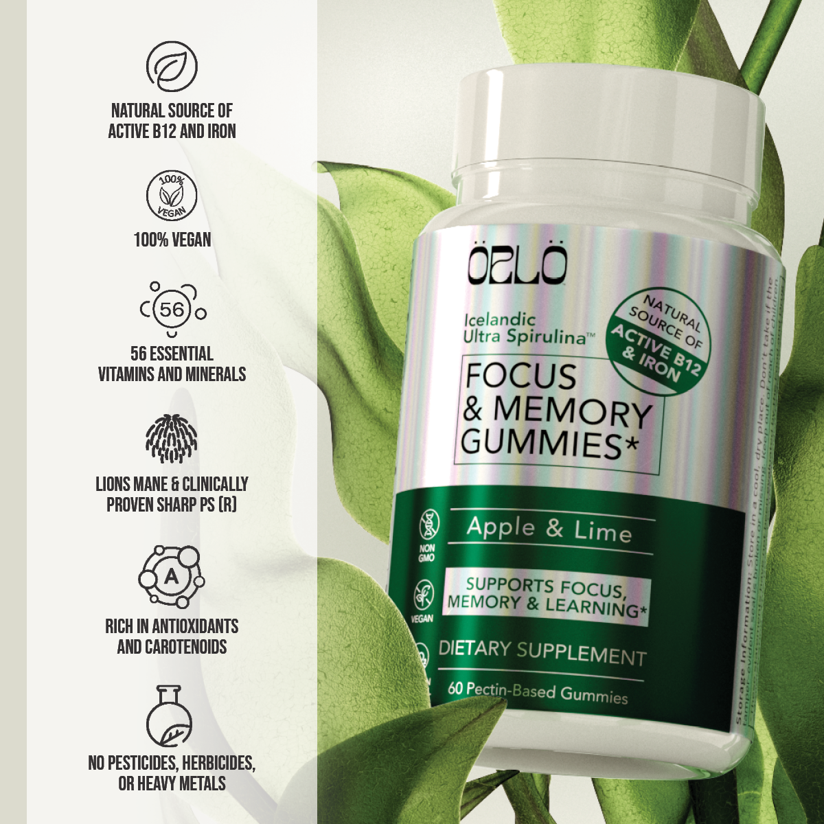 Icelandic Ultra Spirulina™ Focus & Memory Gummies